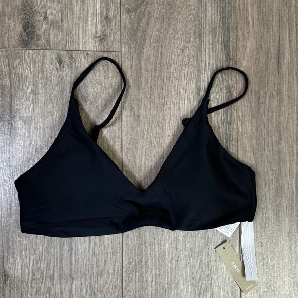 J.Crew Classic Sculpt Lana Bikini Top SZ L Black V-Neck Adjustable Removable Pad - Picture 4 of 9